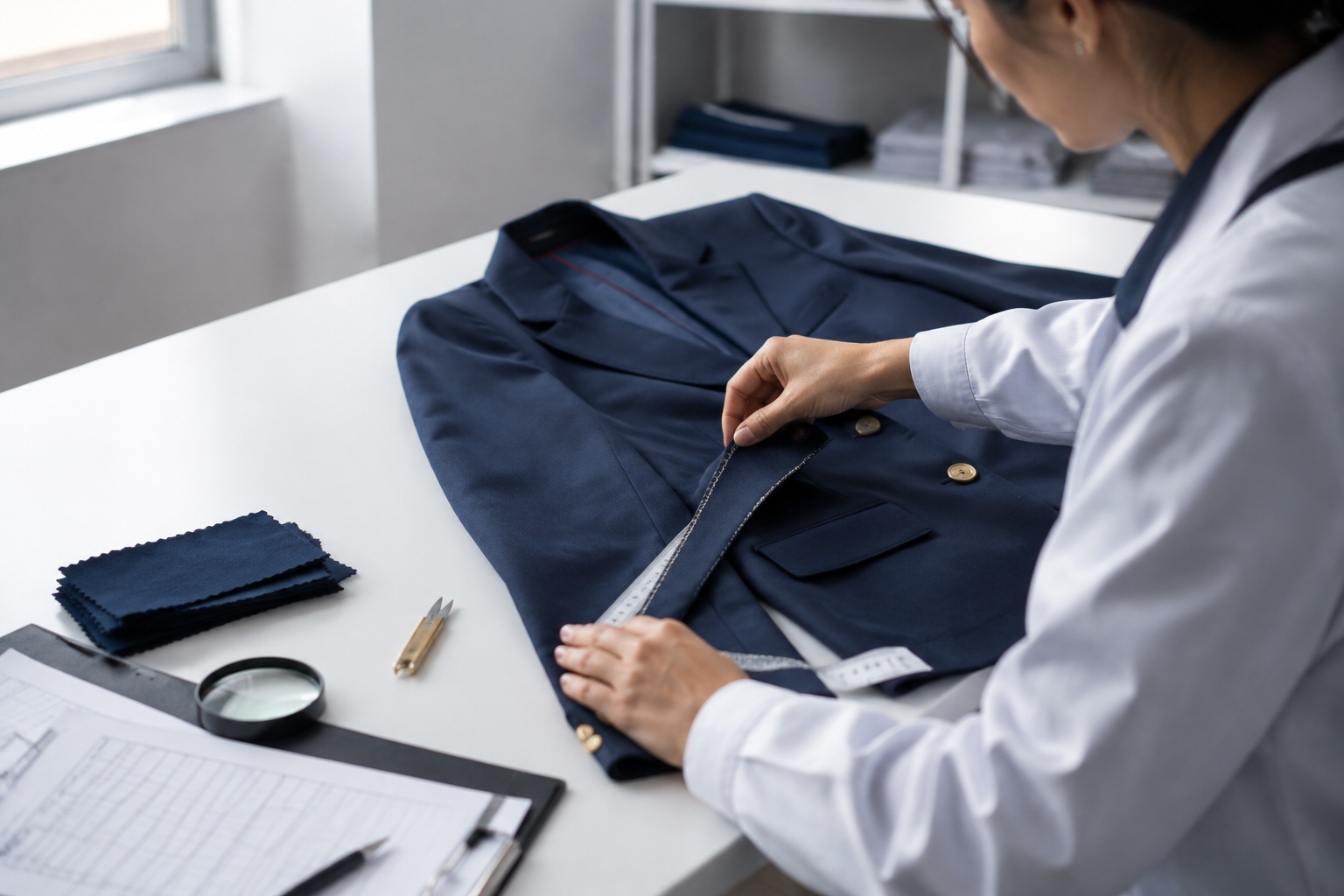 校服成衣质检的 AI 视觉示意